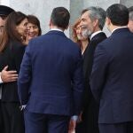 La ministra de Justicia, Pilar Llop; el presidente del Tribunal Supremo y del Consejo General del Poder Judicial (CGPJ), Carlos Lesmes y el presidente del Tribunal Constitucional, Pedro González-Trevijano, a su salida del acto de apertura del Año Judicial 2022-2023, en el Tribunal Supremo