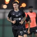 Santi Mina, en un entrenamiento con el Al Shabab de Arabia Saudí