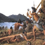 Representación de la batalla de Sitka, el último conflicto bélico importante de Rusia en su intento de colonizar América.