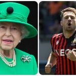La reina Isabel II y Aaron Ramsey.