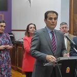 José Antonio Nieto, en la comparecencia posterior a su reunión con Julio Millán. EUROPA PRESS