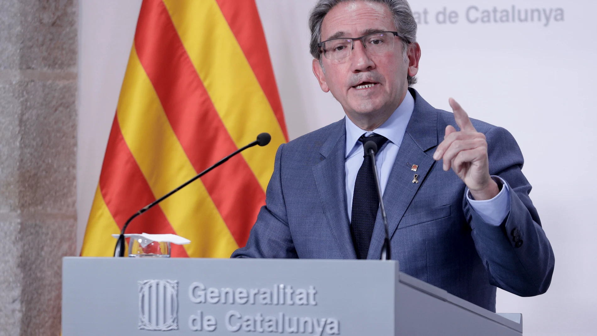 El conseller de Economía de la Generalitat, Jaume Giró durante la rueda de prensa en la que ha anunciado que el Govern ha aprobado este martes el techo de gasto no financiero de la Generalitat para 2023