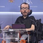 El portavoz de Podemos, Pablo Echenique, en una rueda de prensa en el Congreso de los Diputados . 13 SEPTEMBER 2022;BOARD OF SPOKESPERSONS;CONGRESS;CONGRESS OF DEPUTIES;POLITICIANS Eduardo Parra / Europa Press 13/09/2022