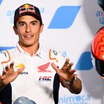Marc, atiende a la prensa en la previa del Gran Premio de Aragón de MotoGP