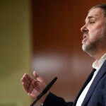 El presidente de ERC, Oriol Junqueras, interviene en la reunión del consell nacional de los republicano