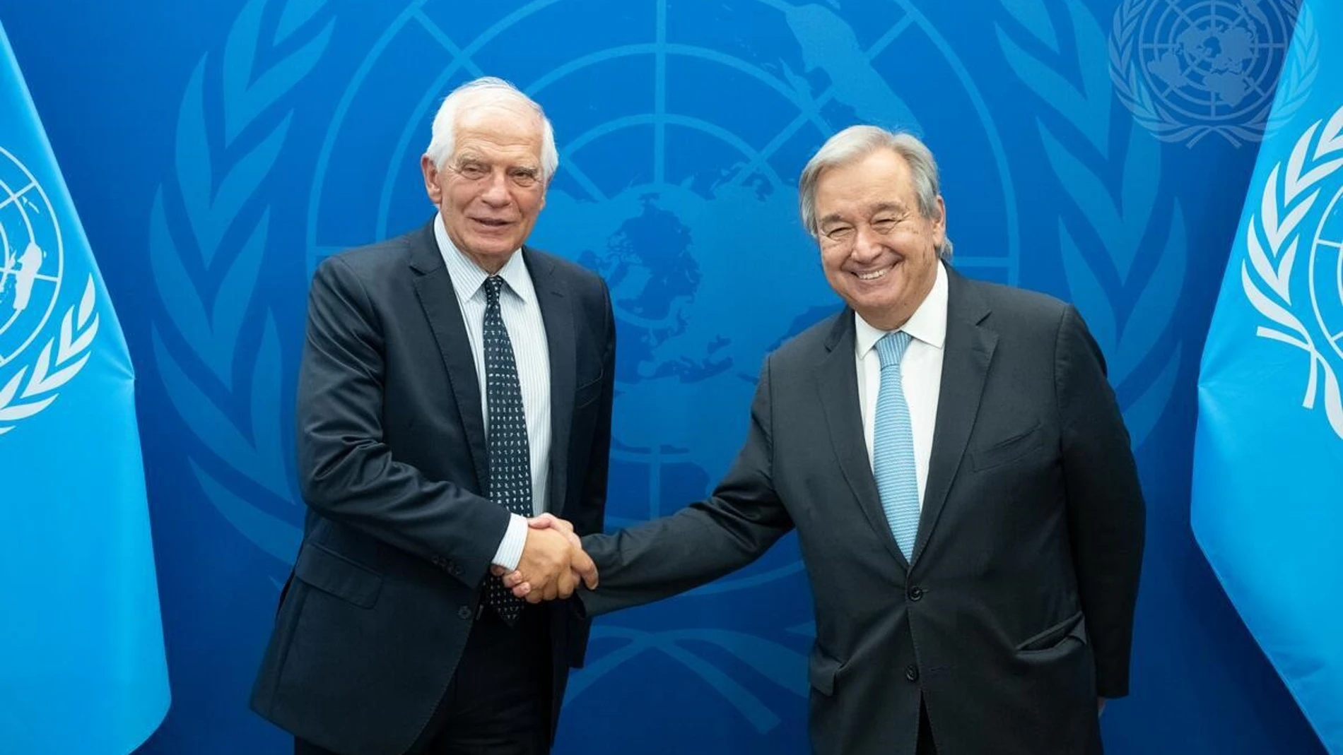 El Alto Representante de la UE para la Política Exterior, Josep Borrell, junto con el secretario general de la ONU, Antonio Guterres