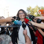 La exvicepresidenta del Gobierno valenciano y exconsellera de Igualdad y Políticas Inclusivas, Mónica Oltra, ha llegado a las nueve en punto de la mañana a la Ciudad de la Justicia, donde está citada a declarar como imputada por el supuesto encubrimiento en esa Conselleria de los abusos sexuales a una menor tutelada.
