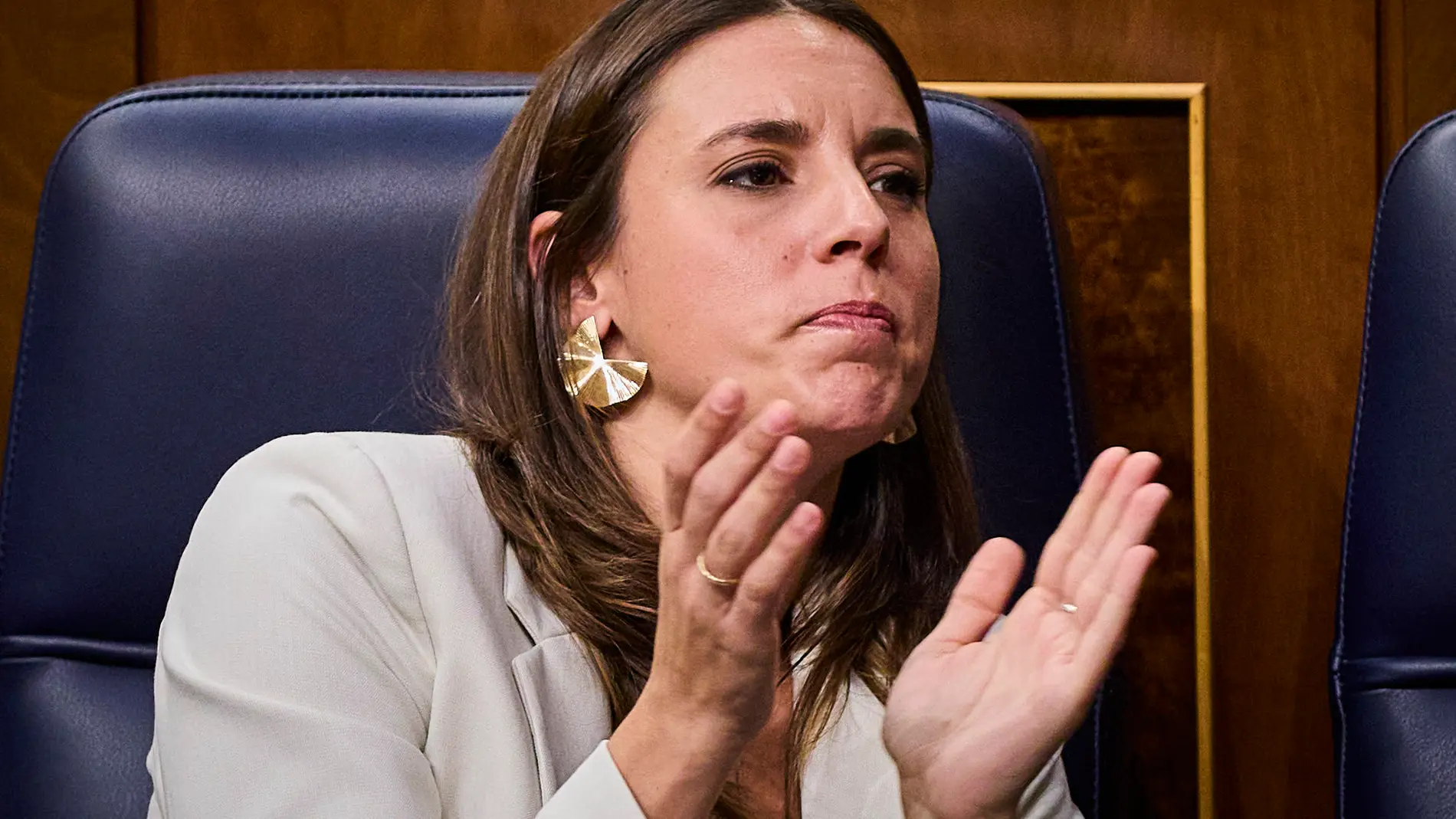 Irene Montero en el pleno celebrado, este jueves, en el Congreso de los Diputados en Madrid