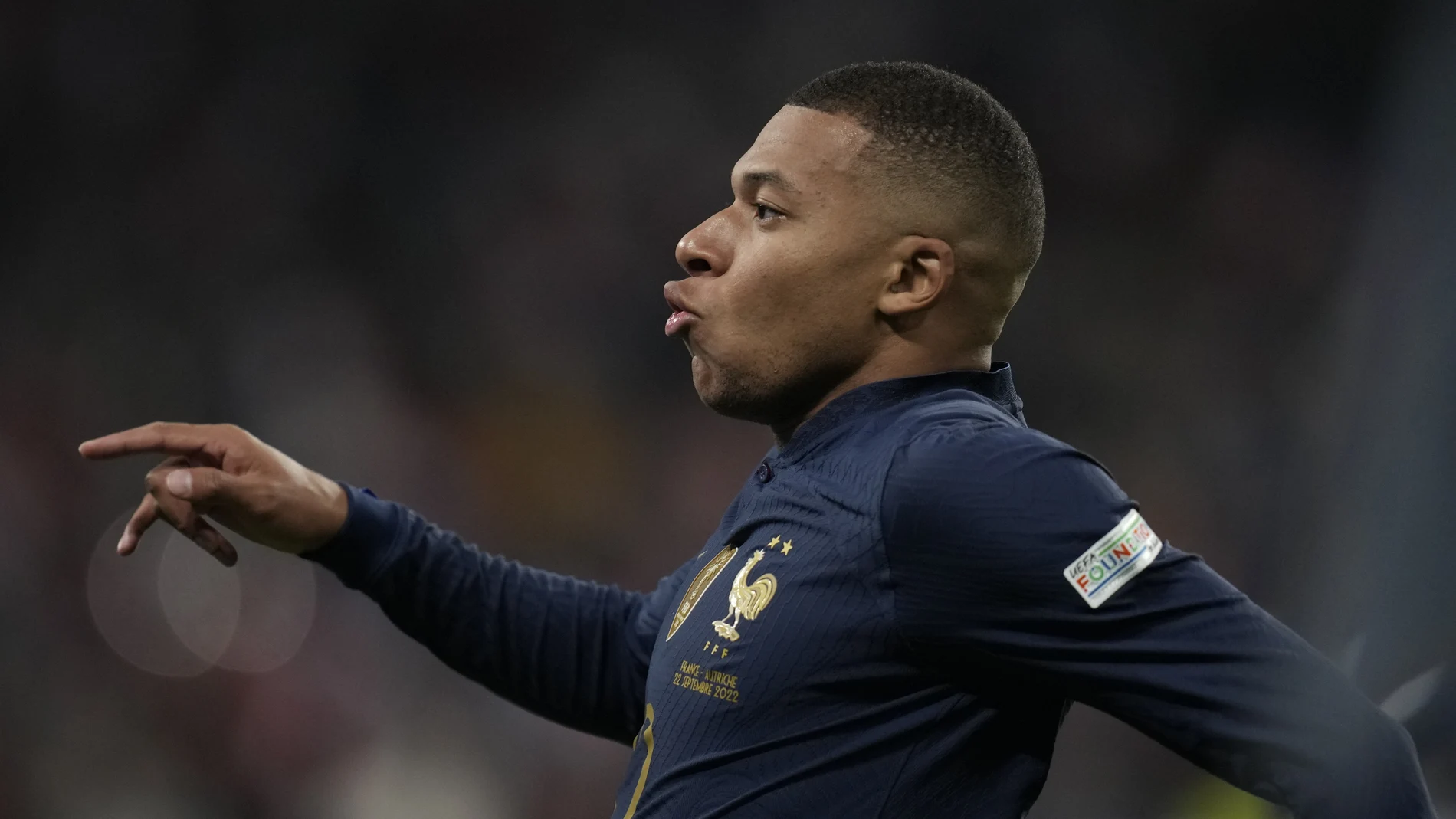 Mbappé en el último partido con la selección