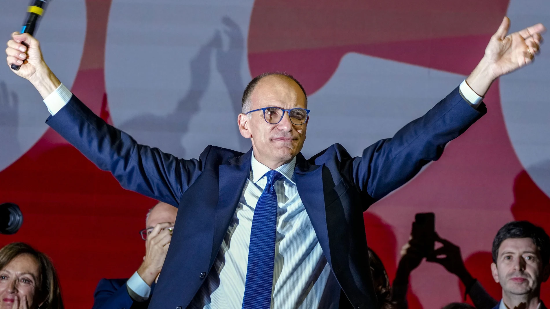El líder del Partido Democrático, Enrico Letta, en el cierre de campaña el viernes en Roma