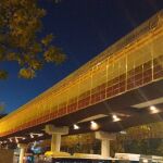 Bandera de España en las luces de Navidad de Madrid