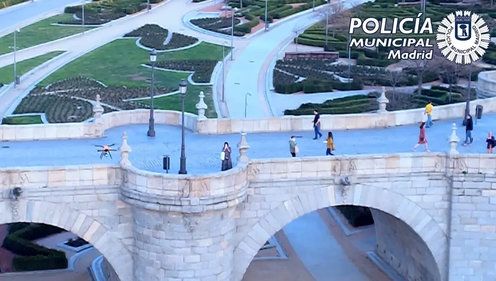 Imagen tomada desde un dron de la Policía Municipal de Madrid