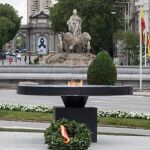 Pebetero Covid en el centro de Madrid