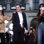 La presidenta de Ciudadanos, Inés Arrimadas; el candidato del partido a la Presidencia de la Comunidad de Madrid, Edmundo Bal, y la vicealcaldesa de Madrid, Begoña Villacís, durante el inicio de campaña