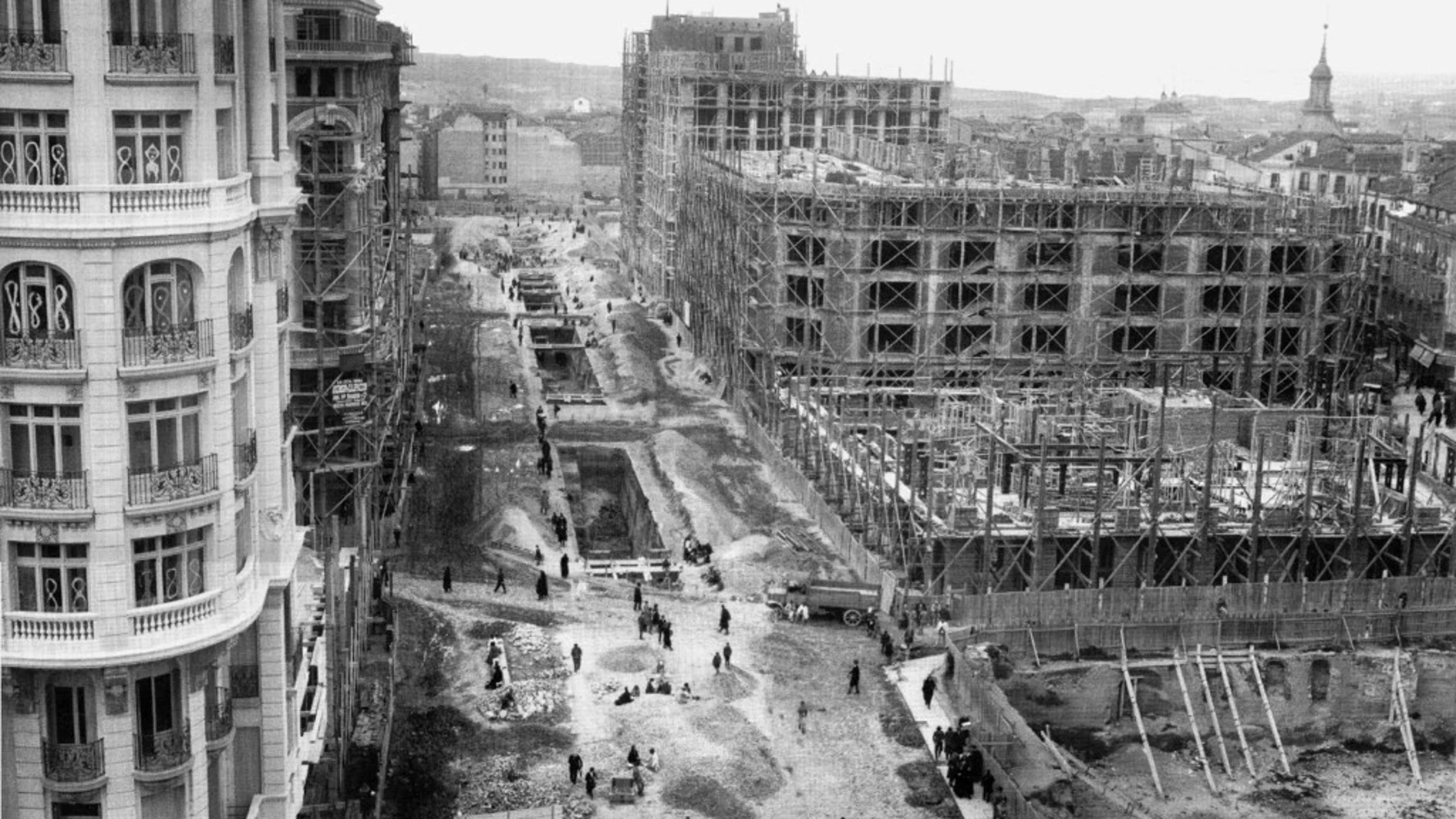 Imagen de la construcción de la Gran Vía