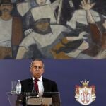El ministro de Exteriores ruso, Sergei Lavrov, durante una visita a Serbia en 2020