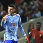 Morata celebra el gol contra Portugal