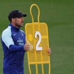 Diego Simeone, durante el entrenamiento del Atlético esta semana