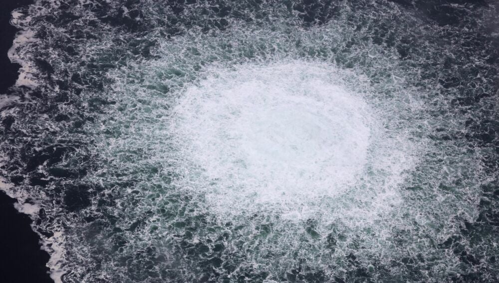 Imagen de la gran mancha de gas tras el sabotaje del gasoducto Nord Stream