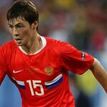 Bilialetdínov en un partido con la selección rusa