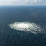 La fuga de gas del gasoducto Nord Stream 2 en el mar Báltico, en la isla danesa de Bornholm, el pasado 27 de septiembre