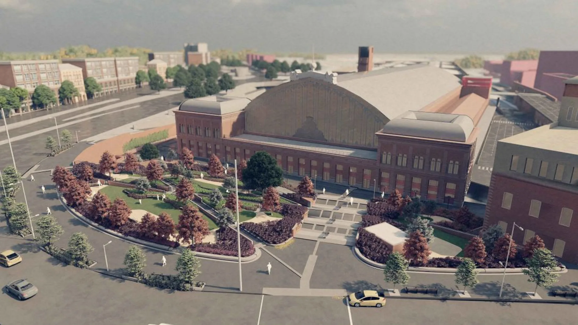 Recreación del nuevo acceso y de la rehabilitación de la marquesina histórica de Atocha