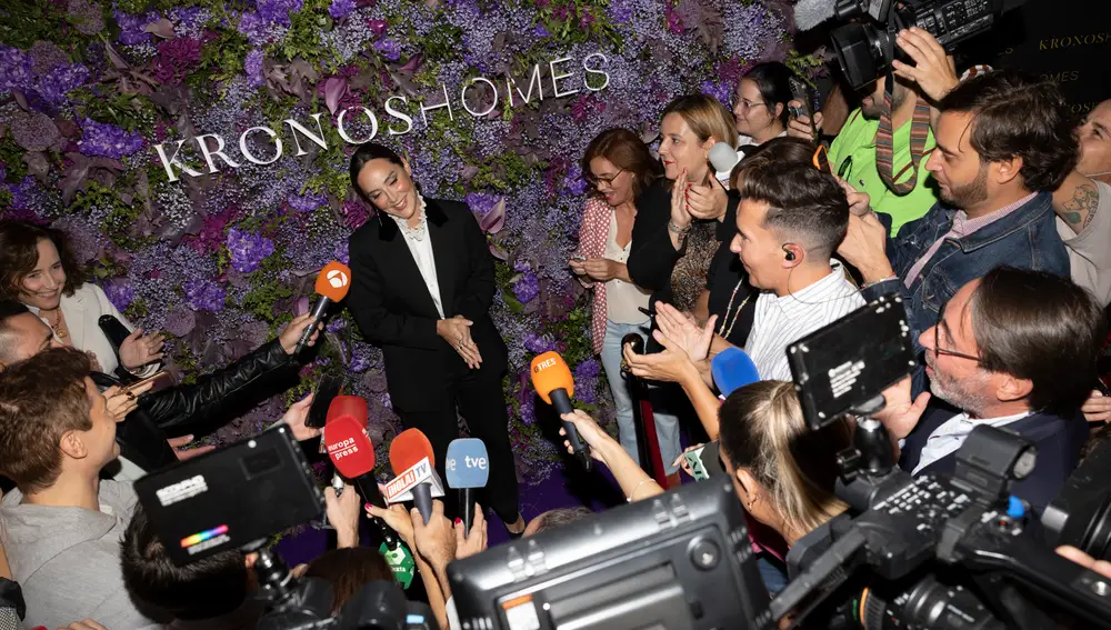 Tamara Falcó at photocall for 8 anniversary of Kronos Homes in Madrid.