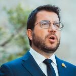 El presidente de la Generalitat, Pere Aragonès, en la declaración institucional con motivo del quinto aniversario del 1-O.GENERALITAT