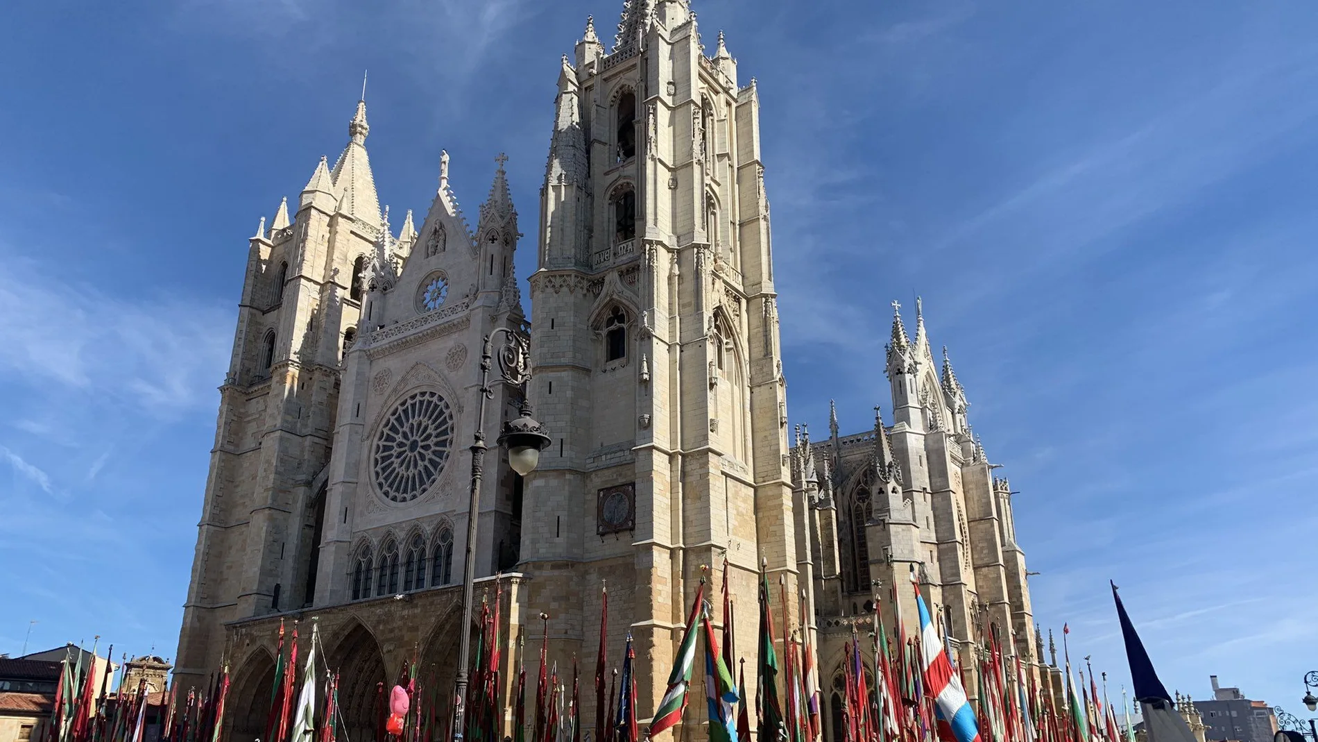 Pendones de León, imponentes junto a la Catedral