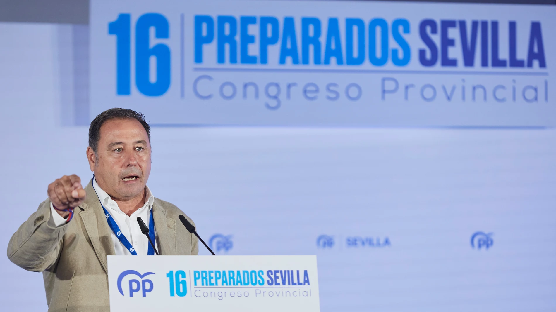 El candidato provincial del PP de Sevilla, Ricardo Sánchez, durante el XVI Congreso Provincial del Partido Popular en Sevilla. Joaquín Corchero / Europa Press