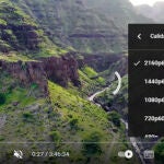 Opciones de resolución en un vídeo de YouTube a 4K (2160p).