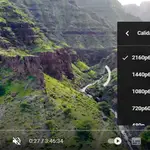 Opciones de resolución en un vídeo de YouTube a 4K (2160p).