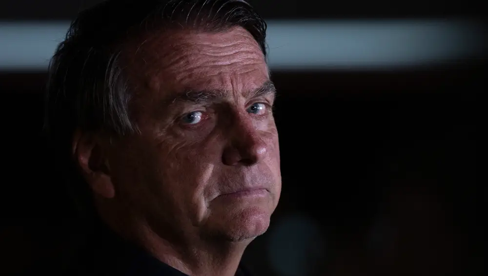 El presidente y candidato a la reelección, Jair Bolsonaro, durante una rueda de prensa en el Palacio do Alvorada de Brasilia
