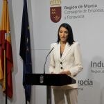 La consejera de Empresa, Empleo, Universidades y Portavocía, Valle Miguélez, en rueda de prensa