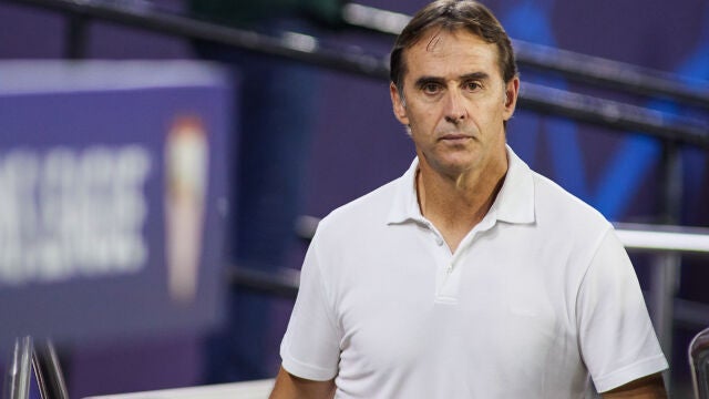Julen Lopetegui en su último partido como entrenador del Sevilla.