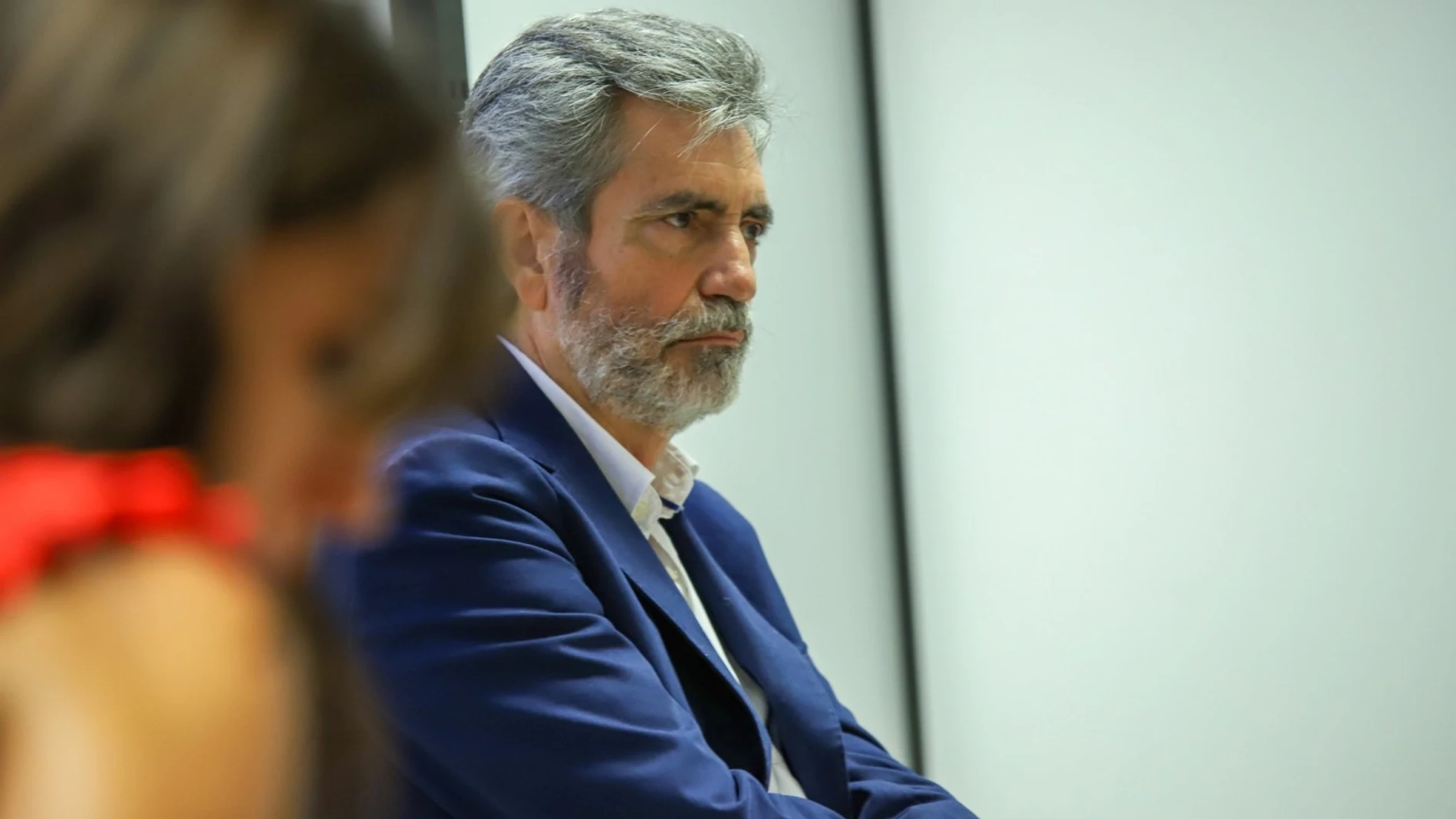 El presidente del Tribunal Supremo y del Consejo General del Poder Judicial, Carlos Lesmes, se ha reunido este jueves con los titulares de los órganos judiciales y operadores jurídicos de La Palma