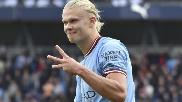 Haaland en el último partido del City.