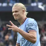 Haaland en el último partido del City.