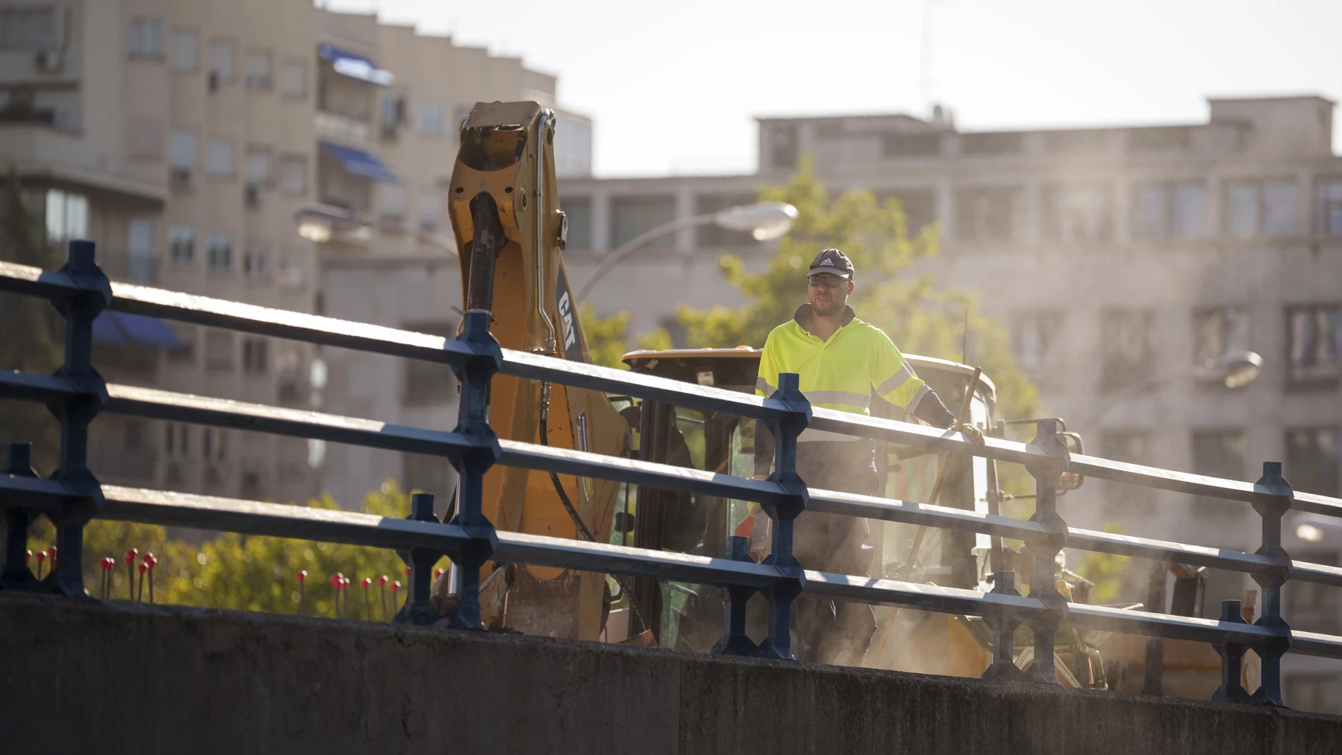 Trabajos de reforma del puente de Nuevos Ministerios en Madrid
