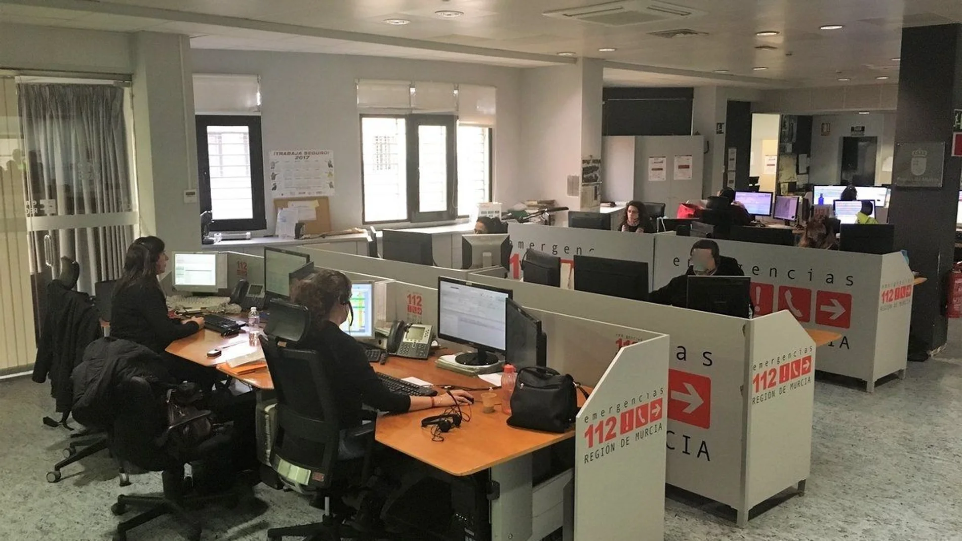 Imagen de la sala del Centro de Coordinación de Emergencias 112 Región de Murcia