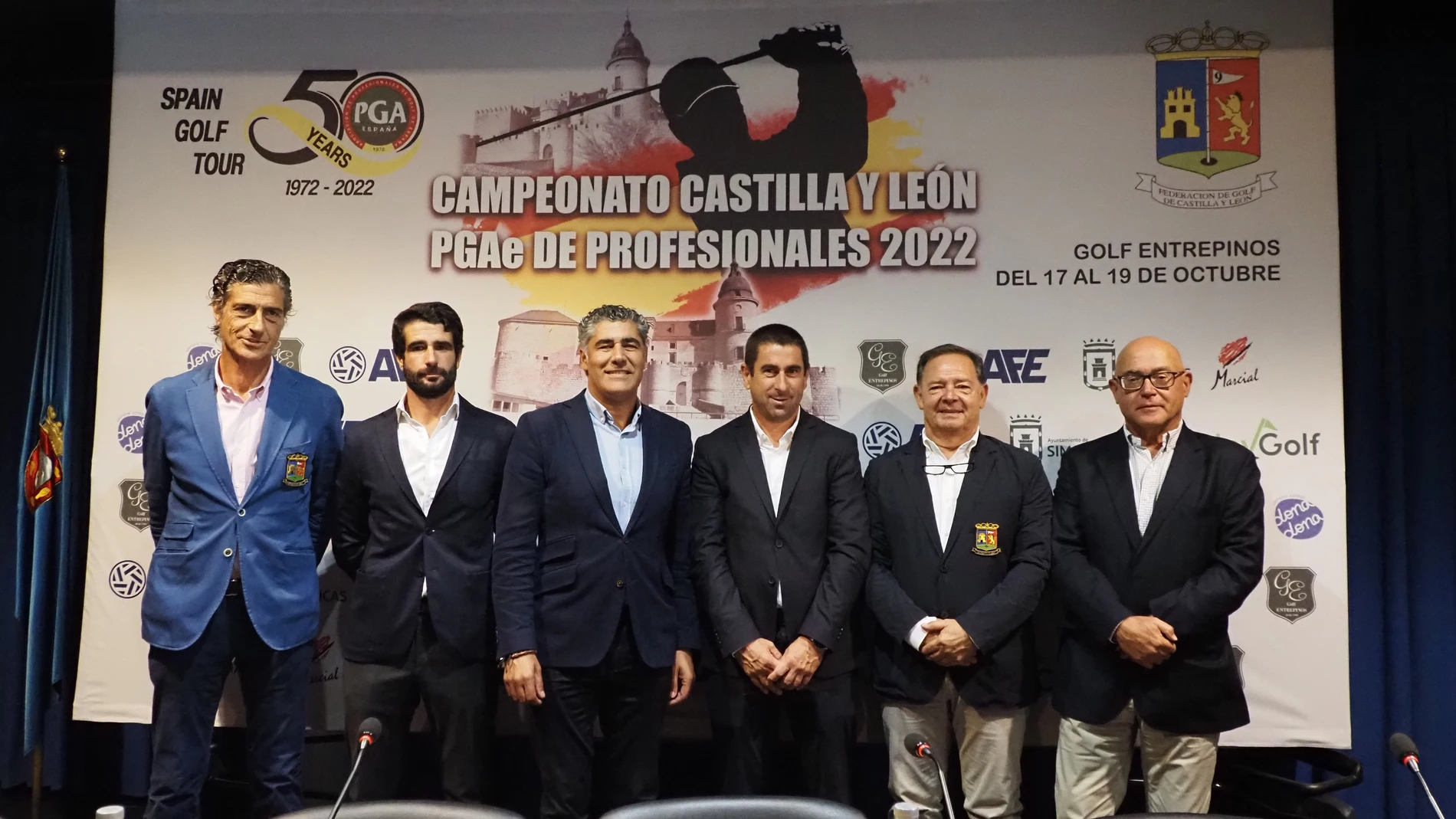 Alberto Plaza, alcalde de Simancas; Ander Martínez, presidente de la PGA de España; Carmelo Castillo, vicepresidente de la Federación de Castilla y León, y Osorio Pinilla, presidente de Golf Entrepinos, presentan el torneo