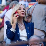 Carmen Lomana durante la tradicional corrida por el Día de la Hispanidad, en la Plaza de Toros de Las Ventas, a 12 de octubre de 2022, en Madrid (España).