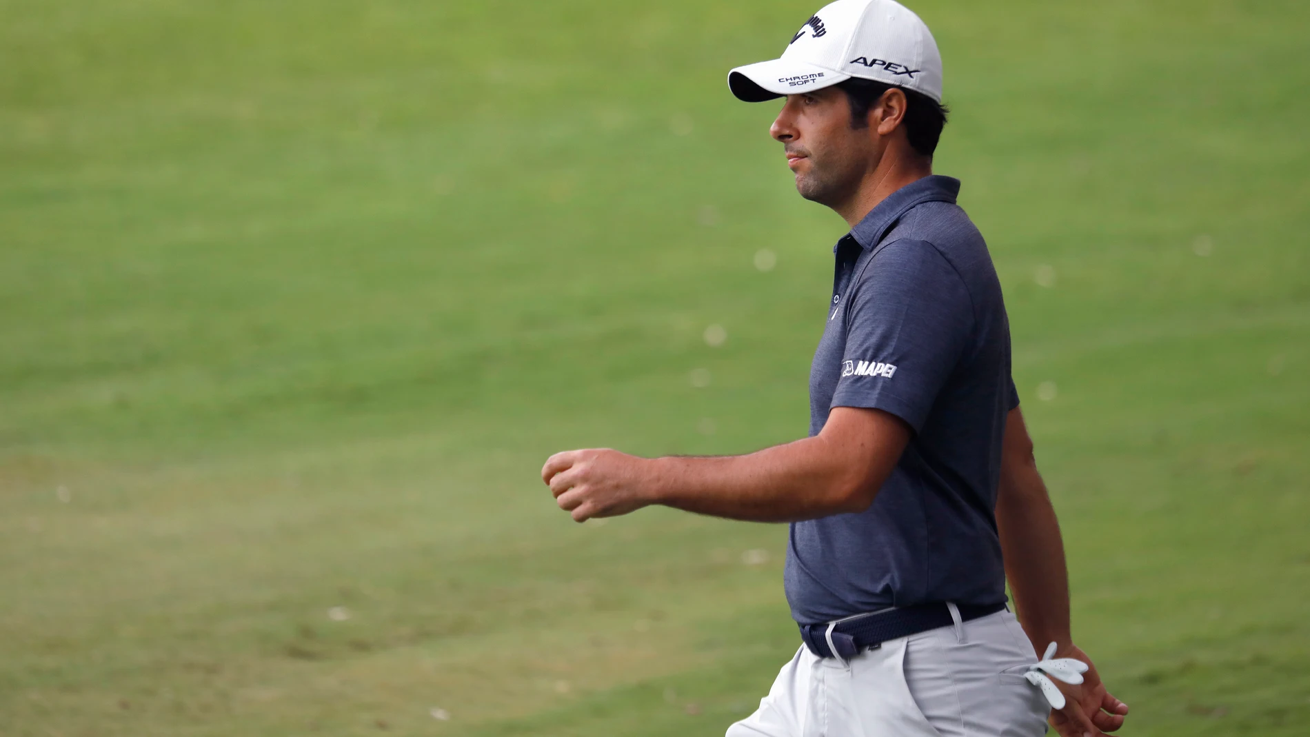 El español Adrián Otaegui durante en el Estrella Damm Andalucía Masters, torneo que se celebra en el Real Club Valderrama, en el término municipal de San Roque (Cádiz)