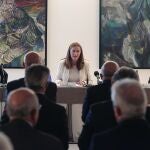 La delegada del Gobierno en Castilla y León, Virginia Barcones, acompañada del director general del Sociedad Estatal del Suelo, Fidel Vázquez Alarcón (I) y del director de Producción de SEPES, Javier González (D), preside el acto de presentación del proyecto de la Plataforma Intermodal de Torneros