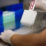 Una investigadora trabajando en el laboratorio de IrsiCaixa