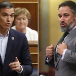 El presidente del Gobierno, Pedro Sánchez, y el líder de Vox, Santiago Abascal