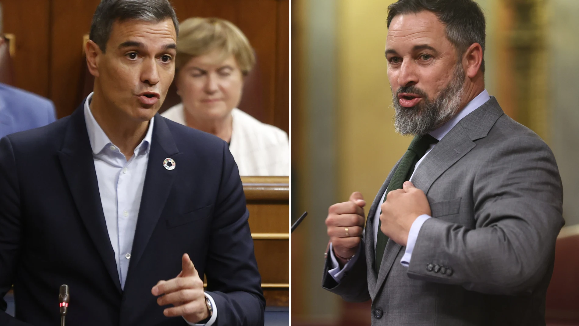 El presidente del Gobierno, Pedro Sánchez, y el líder de Vox, Santiago Abascal