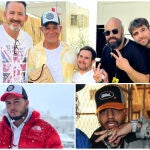 Alejandro Sanz, Rauw Alejandro y Omar Montes con las gorras 'Oblack'