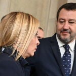 Giorgia Meloni y Matteo Salvini esta mañana