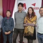 Las federaciones de Castilla y León, Asturias y Cantabria de Izquierda Unida celebran la III Cumbre por Picos de Europa. En la imagen (IaD), el coordinador de IU Cantabria, Israel Ruíz; la responsable de Medio Ambiente y Mundo Rural de IUCyL, Pilar González; el coordinador de IU en Castilla y León, Juan Gascón; la responsable de Medio Ambiente de Izquierda Unida Federal, Eva García Sempere, y el coordinador de IU Asturias, Ovidio Zapico